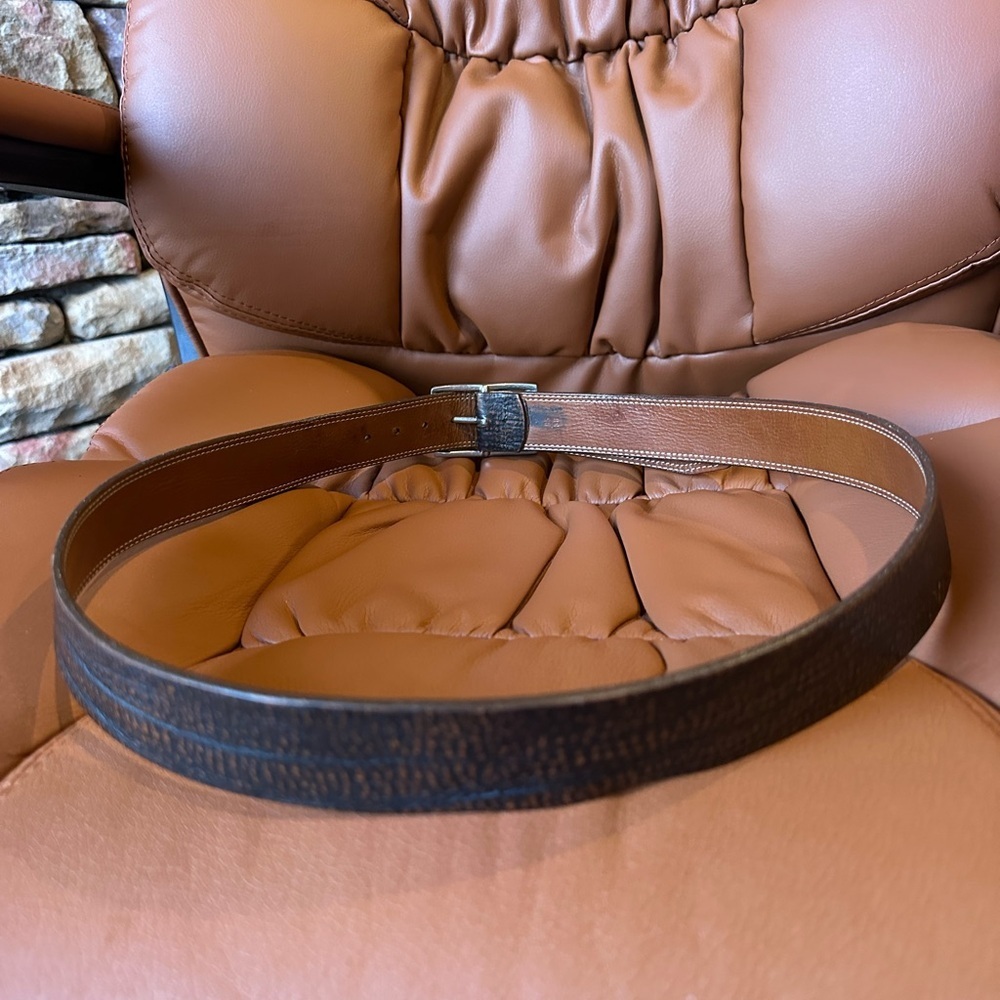 Vintage Classic Brown Distressed Leather Men's Belt - Size 38 - Picture 7 of 10